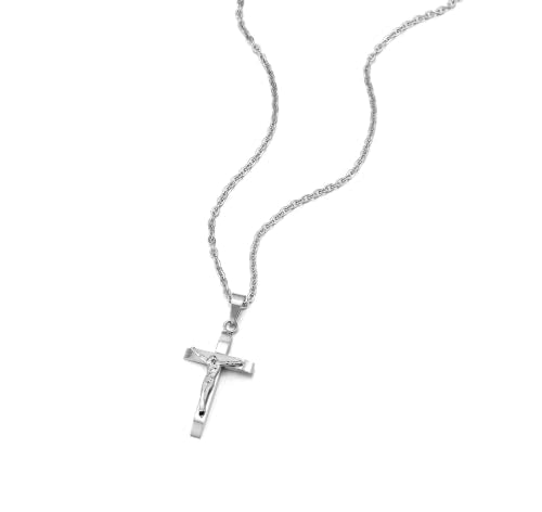 Men's Stainless Steel Crucifix Necklace, Cross Pendant Jewelry