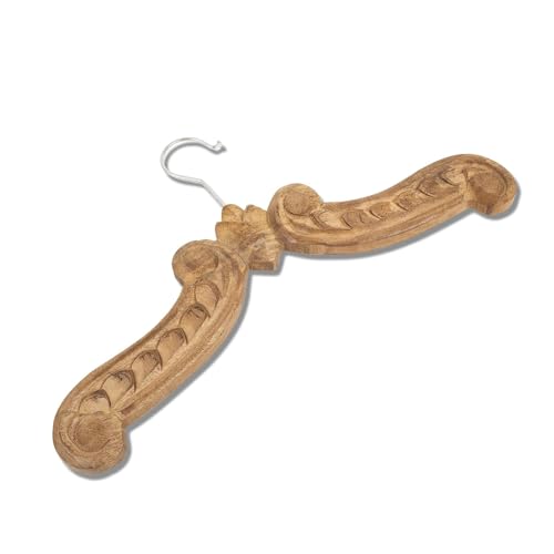 eTroves Wooden Dress Hanger Royal Antique Look Decorative Wooden Bridal Gown Hangers, Brown, 18 Inch
