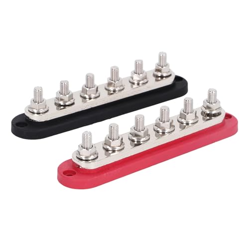 Busbar 300A 12-48V 5 Terminal Bolts Earthing Busbar with Protective Cover for Automobile Cars Boats Block Brass Busbar Terminal Block for