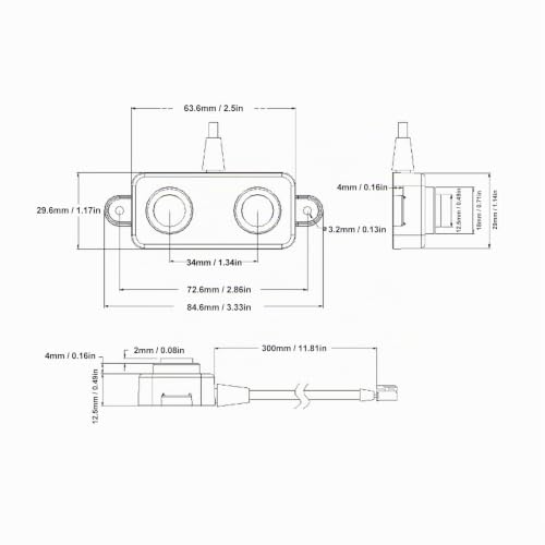 Ultrasonic Distance Sensor Module, Distance Module, Ultrasonic Distance Sensor, Measuring Range Approx. 3-450CM, PWM, IP67, Waterproof, DC 3.3V-5V, Object Proximity and Presence Detection