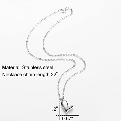 Cremation Heart Urn Necklace for Ashes Jewelry Keepsake Pendant Grandpa - Silver