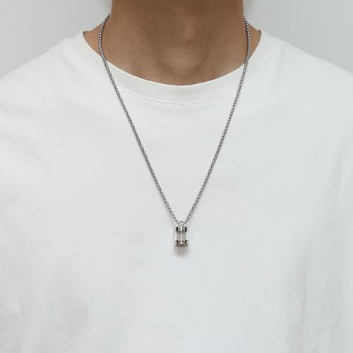 STWTR Stainless Steel Glass Transparent Urn Pendant Pet Urn Necklace that Can Be Opened for Both Men and Women Silver