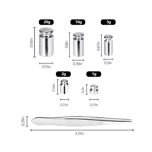 [Australia - AusPower] - calibration weight Set,1g 2g 5g 10g 20g with Tweezers for Digital Jewellery Scale Lab Educational Science Weights Small 