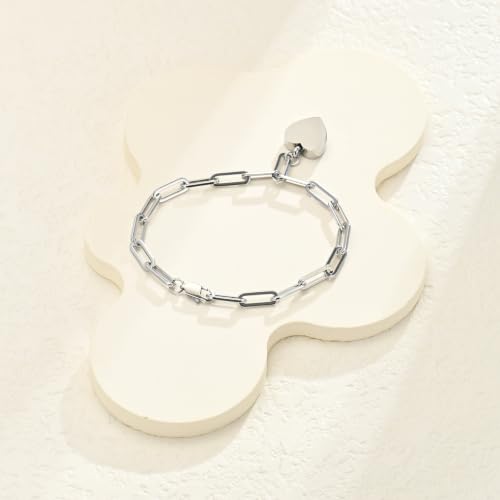 Heart Urn Bracelet for Ashes for Women Men Cremation Jewelry Silver-Perforated Side