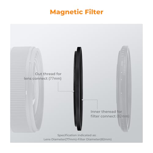 K&F CONCEPT 67-82mm Magnetic Filter Adapter Ring, for 67mm Lens Install 82mm Magnetic Filter 67-82