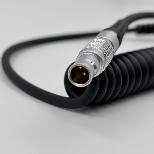 2 Pin 0B Male Lemo-Compatible to Right Angle DC 5525 Coiled Power Cable Suitable for Teradek Bolt, Z CAM, ARRI, RED, SmallHD, Preston, Transvideo, Pyxis, 59”