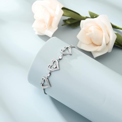 Cremation Jewelry Heart Urn Bracelet for Ashes for Women Cremation Link Memorial Urn Bracelet Jewelry Birthstone Bracelet Silver-white