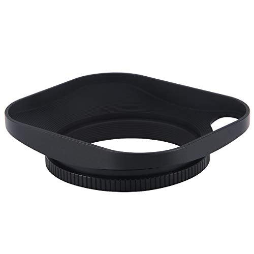 Haoge LH-B46P 46mm Square Metal Screw-in Lens Hood Hollow Out Designed with Cap for Leica Rangefinder Camera with 46mm E46 Filter Thread Lens Black