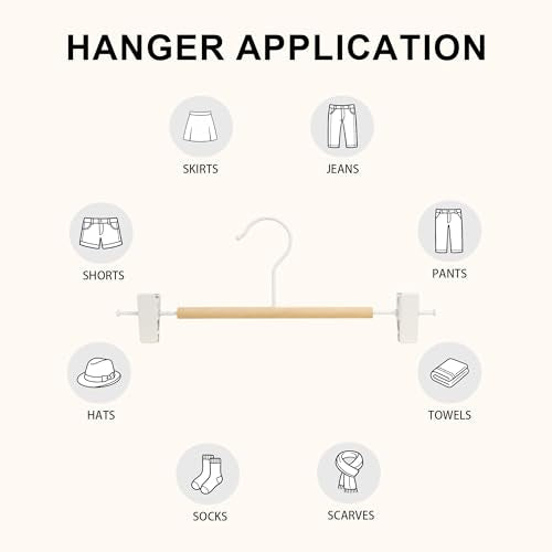 Wire Pants Hangers with Adjustable Clips, White, 12-Pack