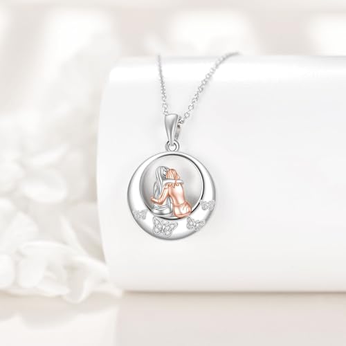 VONALA Sister 925 Sterling Silver Urn Necklace Butterfly Cremation Memorial Keepsake Pendant Jewelry for Women