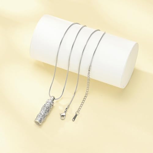 Cylinder Butterfly Urn Ashes Necklace for Women Men Cremation Jewelry of Loved Ones Memorial Vial Pendant Keepsake Jewellery Silver