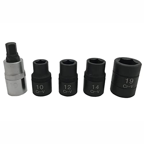 CTA Tools 2752 5-piece 5-point socket set for socket wrench use, arranged on a black storage rail