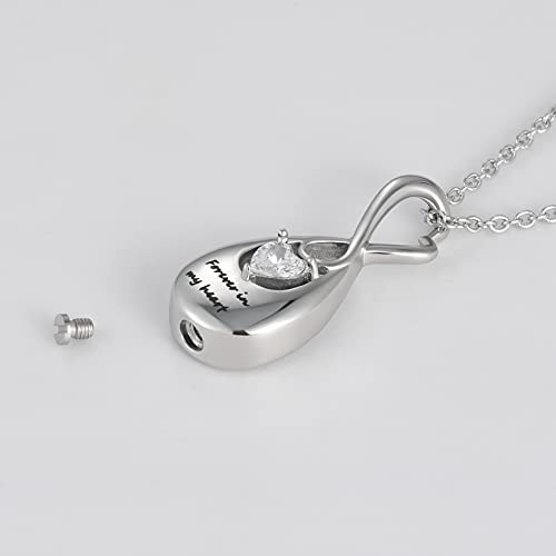 Cremation Inifinity Urn Necklace for Ashes in My Heart Dad/Mom/Grandma Stainless Steel Memorial Urn Pendant Ashes Holder Jewelry