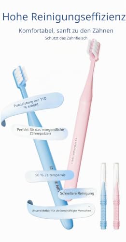 Braces Toothbrush U Shape Soft PBT Bristles Pack of 4 (2 Orthodontic Brushes + 2 Tip Brushes/Interdental Brushes) for Braces (Blue Interdental Brushes) Blue Interdental Brushes