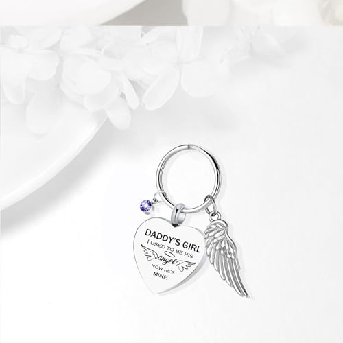 Heart Cremation Jewelry Urn Keychain for Ashes for Women Men, Keepsake Memorial Heart Urns Pendant for Human Ashes,Silver-Daddy's Girl Silver-Daddy's Girl