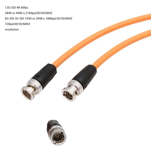 12G SDI 4K 60p Video Cable for Sony Venice FX9 FX6 Alexa Komodo Camera Canon C300 III SmallHD Atomos Monitor, BNC 75 ohm Coaxial Shielded (50cm, Orange) 50cm