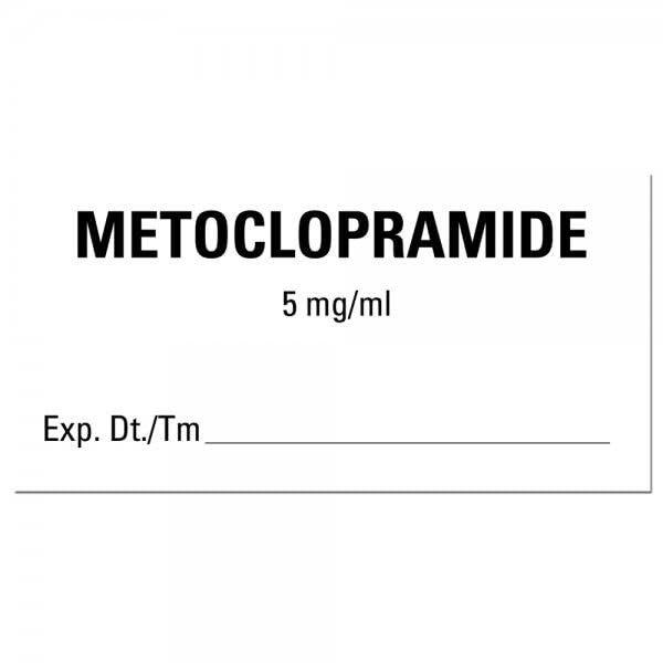 LabelValue Brand - 2” x 1” METOCLOPRAMIDE 5mg/ml with Expiration Date/Time Labels - 500 Labels/Roll | Commonly Used for Medical Paperwork, Containers, Syringes, and Vials