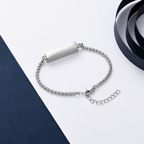 Tree of Life Urn Bracelet for Men Women Bar Cremation Bracelet for Ashes Stainless Steel Adjustable Memorial Ashes Bangle Keepsakes Jewellery Silver