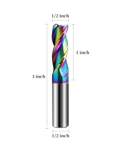 Zorqon 1/2-inch carbide square nose end mill with DLC rainbow coating and 3 flutes