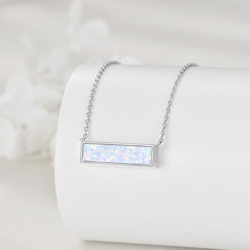 YFN Bar Opal Urn Necklace Sterling Sliver Cremation Jewelry Urn Necklaces for Ashes for Women