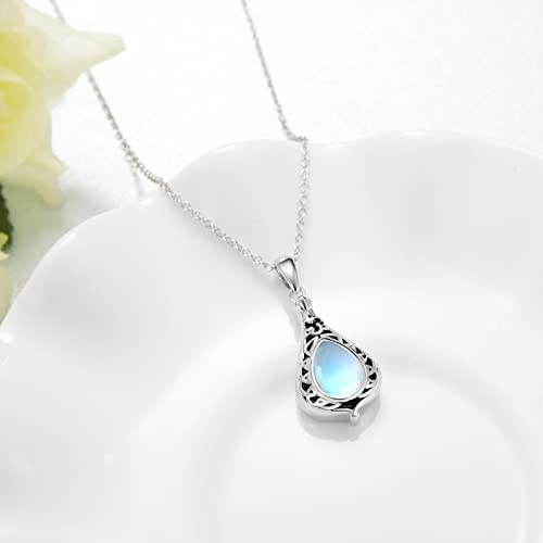 TYSO Celtic Urn Necklace For Ashes 925 Sterling Silver Cremation Jewelry For Ashes Keepake Urn Necklace Gifts For Women Wife Mother Moonstone