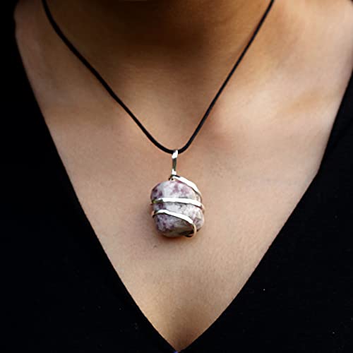 AYANA Lepidolite Crystal Necklace – Handmade Ethically Sourced Gemstone Pendant for Women, Libra Zodiac, September Birthstone, Heart & Crown Chakra Alignment
