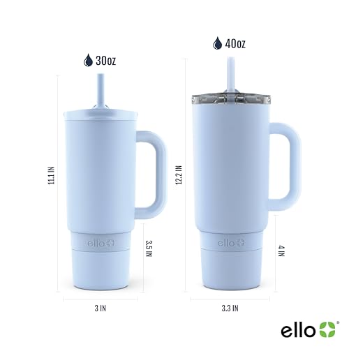 Ello Port 30oz Insulated Stainless Steel Tumbler with Straw, halogen blue 30 Ounces