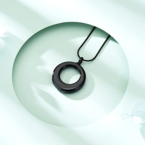 Circle of Life Eternity Urn Necklace for Ashes for Women Men Stainless Steel Cremation Jewelry Memorial Pendant for Ash Holder Black