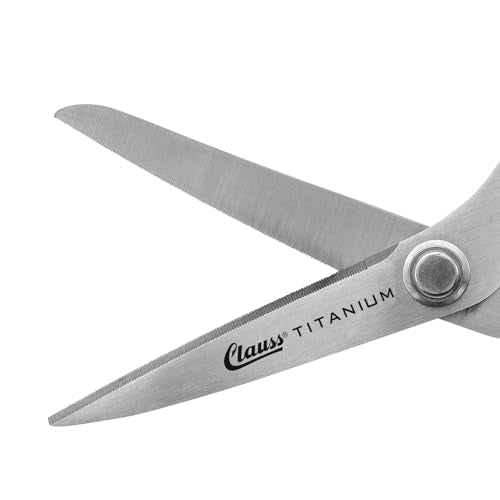 Clauss 19592 8-inch titanium bent Kevlar shear with curved blades and ergonomic handles
