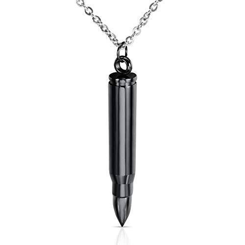 Vanski 3PCS Personalized Stainless Steel Bullet Urn Necklace Ashes Necklace Black (3PCS)