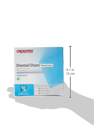 [Australia - AusPower] - Crosstex 19100 Dental Dam, Latex, Unflavored, Medium Gauge, 5" x 5" Size, Blue (Pack of 52) 