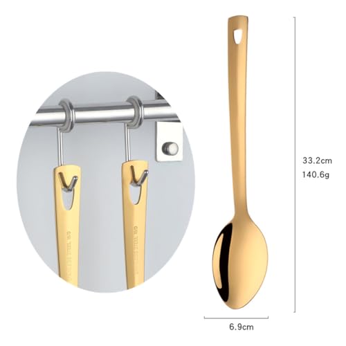 13-Inch Gold Serving Spoons Set, TEHAHA Large Serving Spoons For Buffet,Catering,Stainless Steel Long Handle Service Spoon,Dishwasher safe (6, Golden) 6