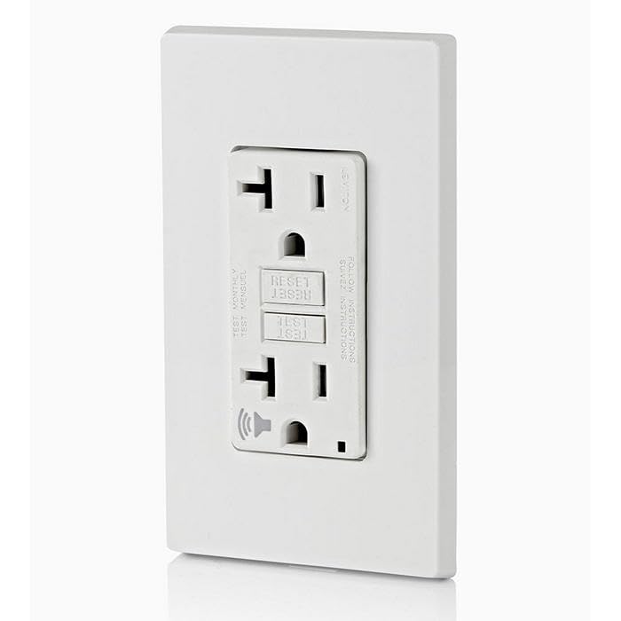 [Australia - AusPower] - Leviton GFCI Outlet with Audible Alarm, 20 Amp, Self Test, Tamper-Resistant with LED Indicator Light, Great for Refrigerators in Garages, GFTA2-W, White 20A GFCI, Audible Alarm 