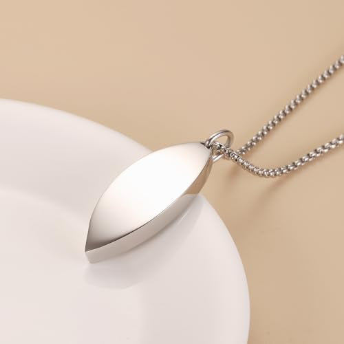 Cremation Jewelry Stainless Steel Surfboard Urn Necklace For Ashes For Women Men Surf Keepsake Necklace Silver