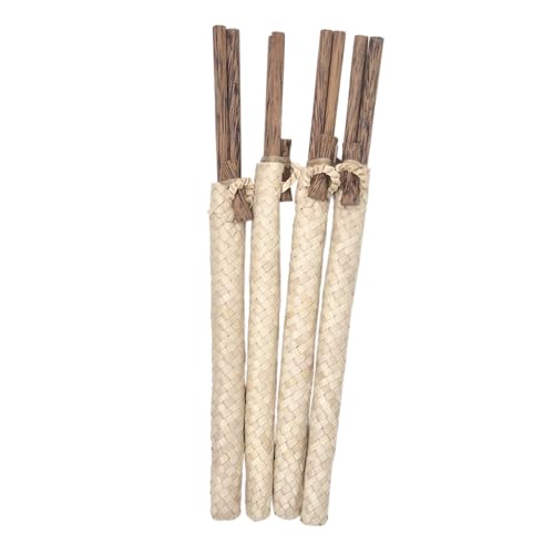 Hawaiian Coconut Wood 10” Long Chopsticks and Holders in Lauhala Sleeves Set of 4
