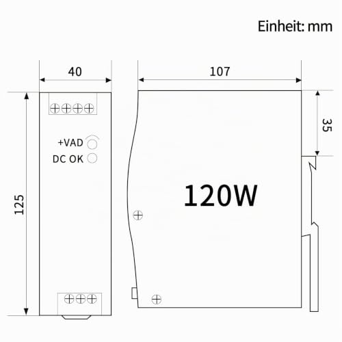 DIN Rail Power Supply 24V, 120W, 5A | Transformer 230 V to 24 V, DIN rail, 24 VDC, 24 volt power supply, 24 V DC transformer, DIN rail, ReleyWell, NDR-120-24 120Watt