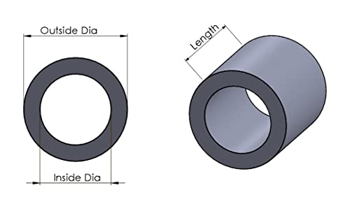 Metal Spacers Online steel spacer, 3/4-inch OD x 1/2-inch ID, 2-inch round unthreaded standoff bushing, 5-pack