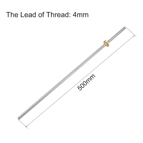 TA-VIGOR T8 Threaded Rod Lead Screws 1Pcs M8 x 500mm with Nuts, 4 Lead 1 500mm, 4 Lead