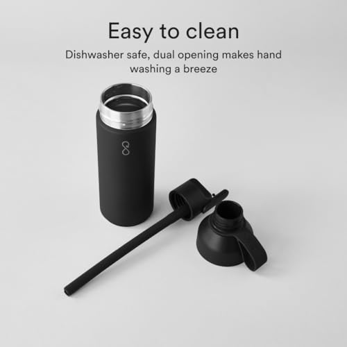 Ocean Bottle Go 17 oz | Stainless Steel Water Bottle | Reusable & Sustainable | Keeps Drinks Cold & Hot | Eco Friendly Gift (Obsidian Black) 16.9 Ounces Obsidian Black