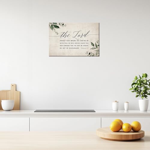 Zhefoart Deuteronomy 31 8 Bible Verse Wall Art The Lord Himself Goes Before You scripture Poster for Bedroom Decorations Framed Canvas for Home Office 08x12 inches 12"L x 8"W