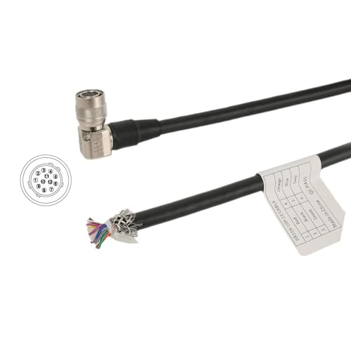 Hirose 12-Pin Power IO Data Cable for Basler GigE, Sony CCD Industrial Camera, HikRobot, Allied AVT, Panasonic, Jai, Dalsa, Right-Angle HR10A-10P-12S, 2m
