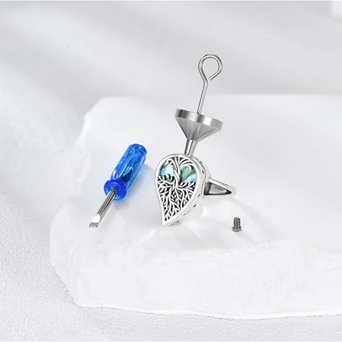 ONEFINITY Urn Rings for Ashes 925 Sterling Silver Tree of Life Ashes Rings Memorial Cremation Jewellery Gifts for Women #8