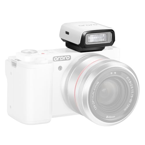 ORDRO FL-10 Mini Camera Flash Camera Flash Speedlite for Fuji/Sony/Nikon/Canon, Digital Film Cameras, Portable Mini hot Shoe Flashlight for DSLR Cameras (White)