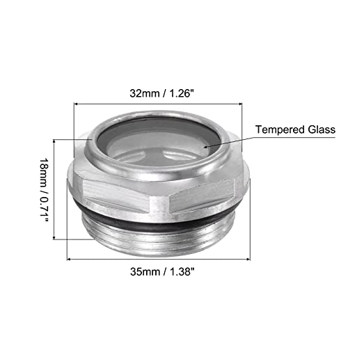 sourcing map Air Compressor Oil Level Gauge Sight Glass M30x1.5mm Male Threaded Aluminum Liquid Indicator Sight Window