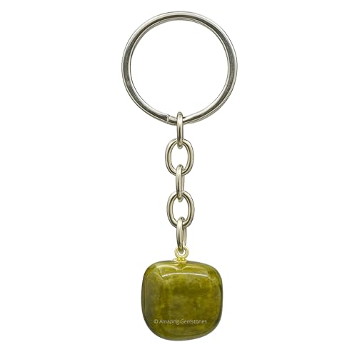 Amazing Gemstone Vesuvianite Crystal Car Key Holder - Crystals and Healing Stones Car Keys Keychain for Gift for Christmas Stockings Stuffers for Women Men Teen Kids (Tumbled Crystal Keychain)