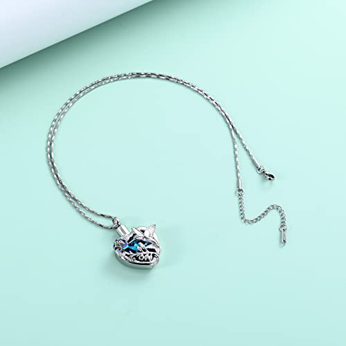 Yinplsmemory Hummingbird Cremation Jewelry Crystal Heart Urn Ashes Necklace for Women Men Memorial Keepsake Necklace of Loved One Blue-Rainbow