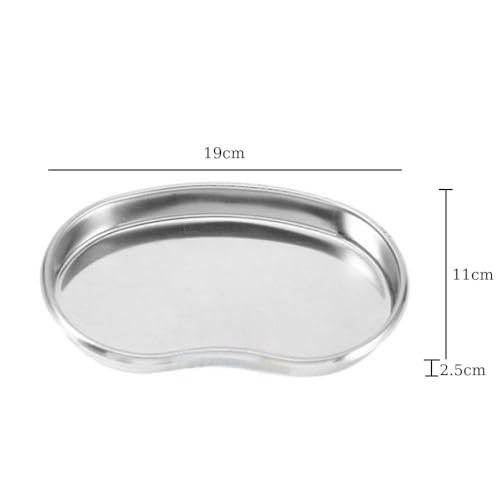 Stainless Steel Kidney Tray Small Medical Curved Shape Professional Surgical Tray for Medical Waste Instruments (19cm x 11cm x 2.5cm)