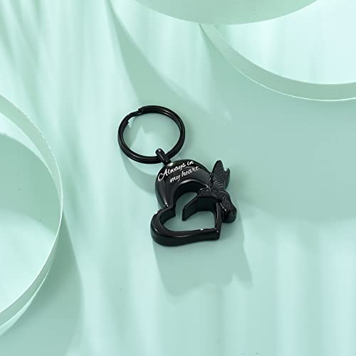 Yinplsmemory Hummingbird Cremation Keychain for Ashes Holder Always in My Heart Urn Locket Pendant Keychain Urn for Women/Men Black