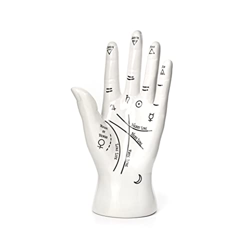 Kikkerland Palm Reader Jewelry Display Mannequin Holder Organizer Storage Stand, White, for Rings, Bracelets, Decoration