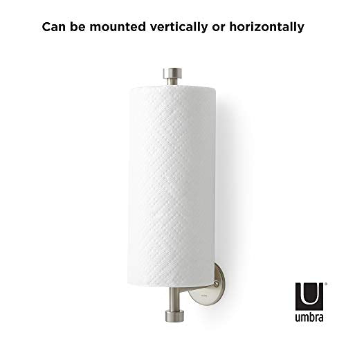 Umbra - 1009237-410 Cappa Paper Towel Holder – Modern Under Cabinet or Wall Mount Dispenser (Horizontal or Vertical), 14" L x 4" W x 2.6" H, Nickel (Pack of 2) 14"L x 4"W x 2.6"H (Pack of 2)